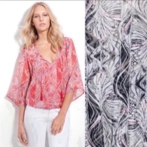 ANTHROPOLOGIE Ella Moss Silk Kimono Blouse, XS